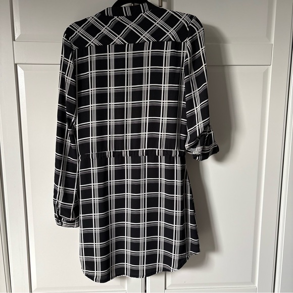 SEDUCTIONS Wild Fable Black and White Checkered Long Sleeve Dress - Picture 6 of 8